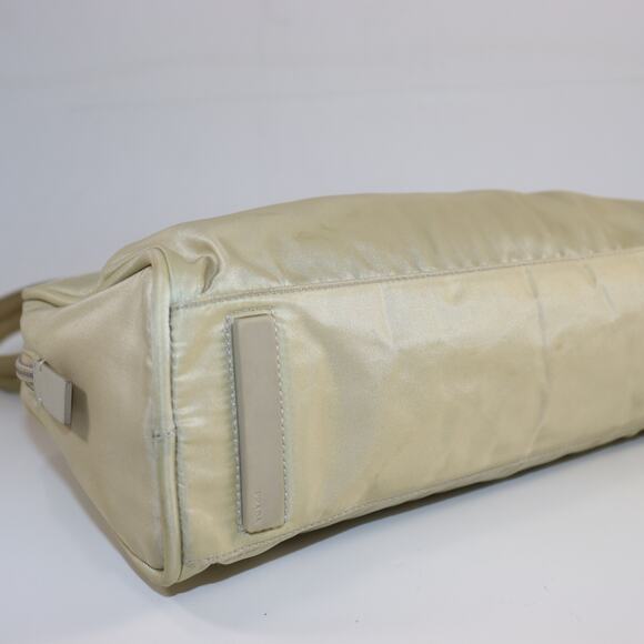 Prada Tessuto Nylon Satchel Beige Shoulder Bag with Lock - Picture 6 of 11